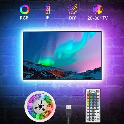 TV Backlight USB Powered RGB5050 LED Strip Light for 15 - 80 Inch TV, Mirror, PC