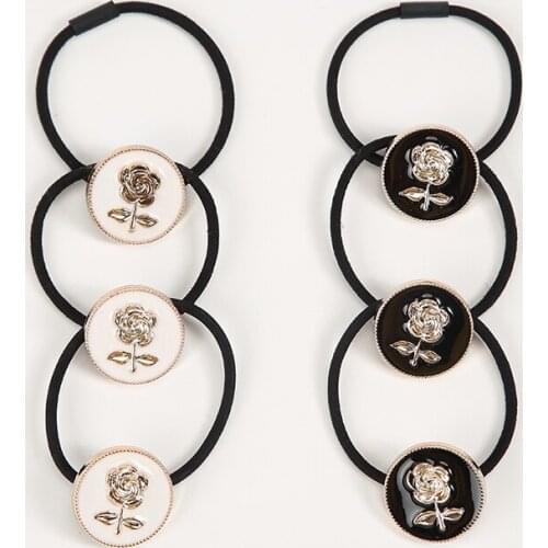 Hot French Vintage Round Rose Flower Rubber Band Hair Rope Simple Fashion Sweet Girl Womens Ponytail Holder Hair Accessories