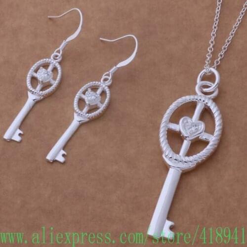 Silver Plated Jewelry Sets Earring 466 + Necklace 156 /ejhanaoa bkjakbqa AS343