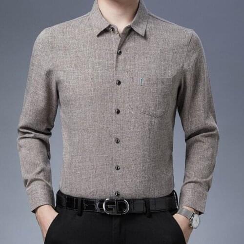 Simple shirt casual new style loose large size cotton linen shirt men