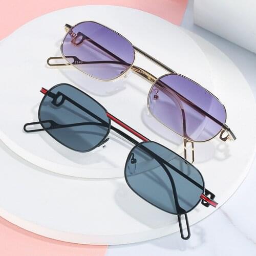 Elbru Retro Sunglasses Women Small Rectangle Sun Glasses Men Square Gradient Fashion Glasses Clear Color Summer Accessories