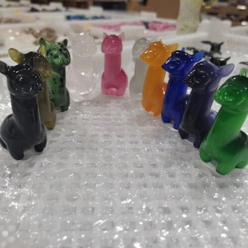 Different colors Natural Stones Hand Carved Small Alpaca Statue Vicuna Figurine Crafts Cute Indie Ornament Gifts Room Decor