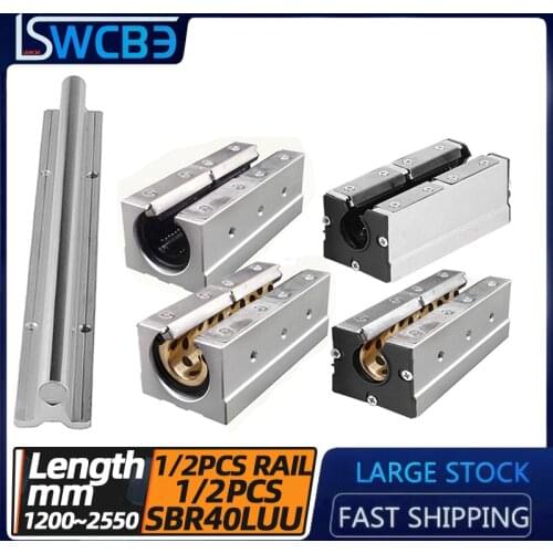 Lengthened open box linear guide rail, SBR40 guide rail, L=1200-2550mm, SBR40LUU slider /Copper sleeve + dustproof-L/Dustproof-L