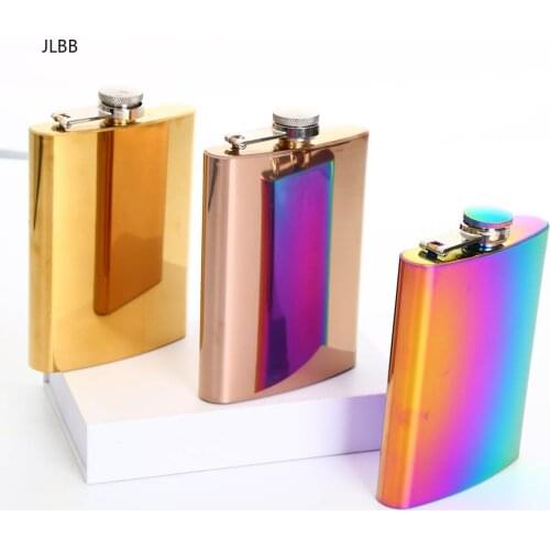 High Quality 8oz Plating Stainless Steel 304 Hip Flask Whiskey Wine Bottle Alcohol Pocket Flagon For Gifts