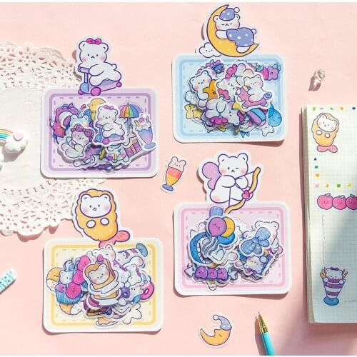 Yisuremia 40Pcs/Pack Lovely Bear Kawaii Stickers Korean Scrapbooking DIY Ablum Diary Decorative Washi Sticker School Stationery