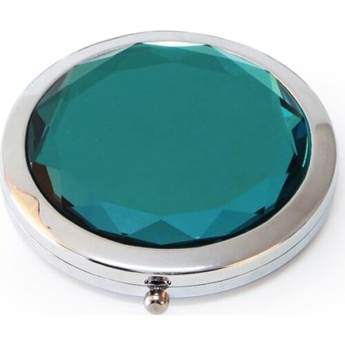 Viridity Crystal Compact Mirror Beautiful Silver Metal Compact Mirror Round Portable Pocket Mirror Wedding Gifts #18023S