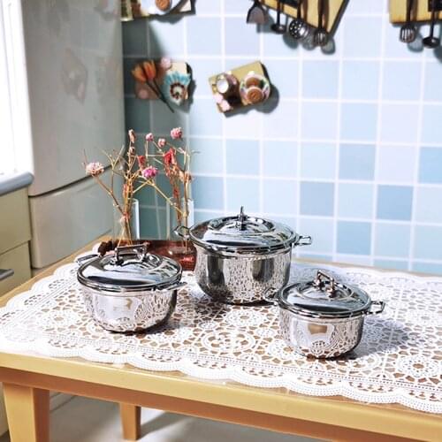 1PC 1/12 Dollhouse Miniature Imitated Stainless Steel Casserole Kitchen Cookware Kid kitchen pretend play toy