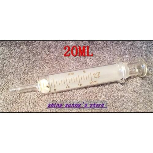 1Pcs 20ml Glass Syringe Large Diameter Injector Glass Sampler Brand New