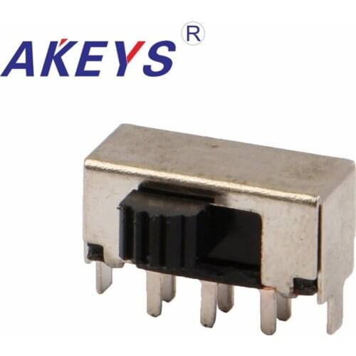 10PCS SK-22F12 2P2T Double pole double throw handle heights 4.0mm slide switch side insert 6 pin with 2 fixed pin black