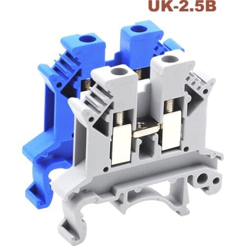 10Pcs UK-2.5B Din Rail Terminal Blocks Electric Wire Cable Terminals Block Connector Screw Type Morsettiera Brass Bornier 32A