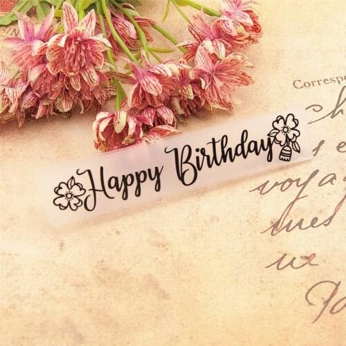 15x3cm Happy birthday Embossing folders Plastic Scrapbooking DIY Template Fondant Easter Cake Photo Album Card Making