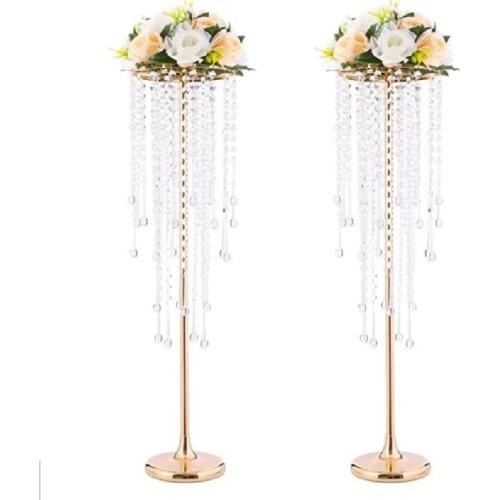 4 Pieces/lot Wedding Decoration Flower Road Lead Golden Acrylic Crystal Wedding Table Center Decoration Home Supplies