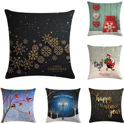 45x45cm Merry Christmas Cushion Cover Sofa Pillows New Year Christmas Bell Decorations for Home Pillowcase Square Linen ZY706