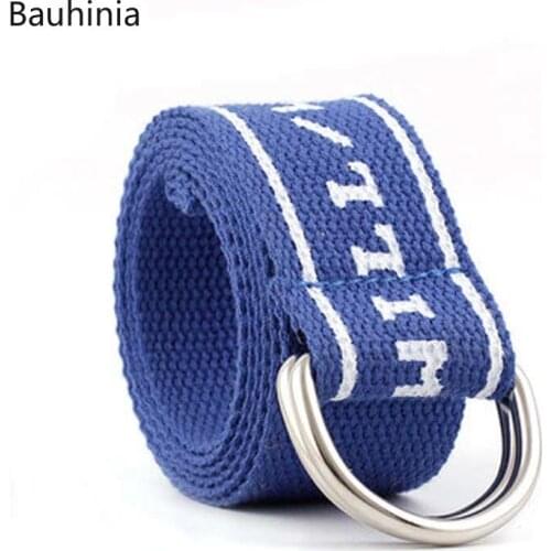 Bauhinia New 4 Colors All-match Double-loop Buckle Male/Female Student Belt Plain Webbing Strap Nylon Canvas Belt