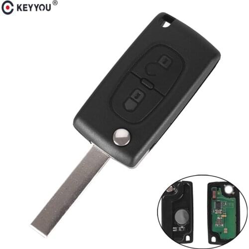 KEYYOU HU83 2 Buttons Remote Folding Car Key For Peugeot 307 3008 308 408 433MHz ID46 CE0536 Flip Key Fob