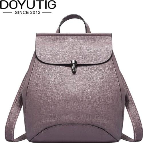 DOYUTIG Brand Women Backpack Genuine Leather Shoulder Bag Lady Multifunctional Knapsack Fashion School Bag For Teenage Girl E176