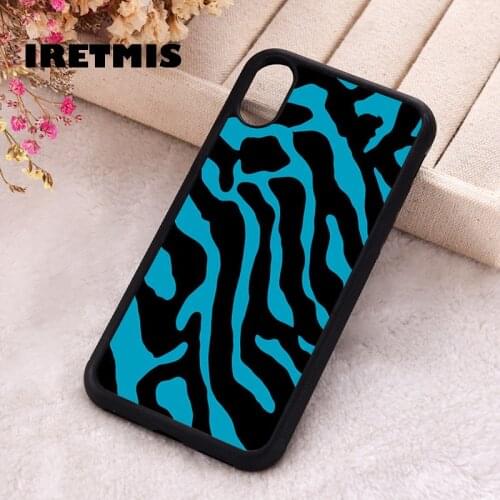 Iretmis 5 5S SE phone cover cases for iphone 6 6S 7 8 Plus X Xs Max XR 11 12 Mini Pro Soft Silicone Zebra Print Blue Snap On