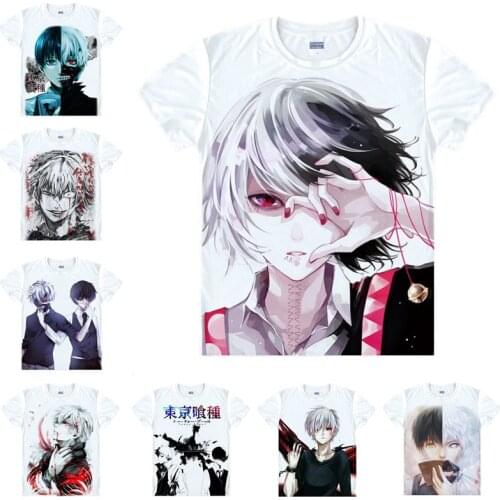 Coolprint Japanese Anime Shirt Tokyo Ghoul T-Shirts Multi-style Short Sleeve Ken Kaneki Haise Sasaki Cosplay Costume Kawaii Gift