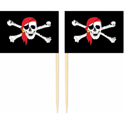 Pirate Toothpick Flag 3.5X2.5CM Cake Topper Party Cupcake Wedding Lovely Baking Dessert Decorations