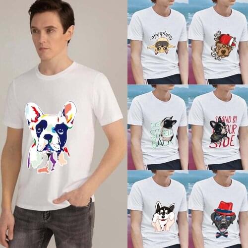 Mens T-shirt Cute Cartoon Dog Pattern Series Male Tee Dropshipping T Shirt for Men O-neck Summer VOGUET White All-match Tops
