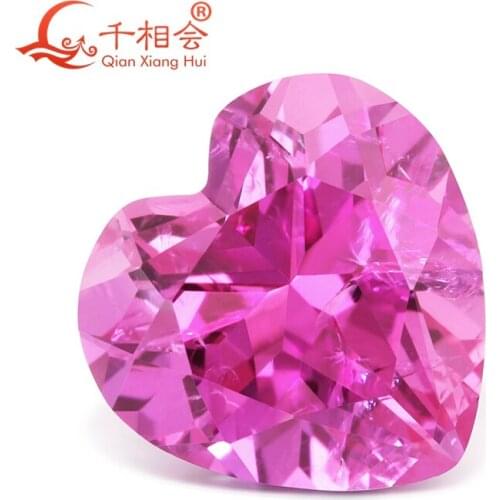2# heart shape artificial ruby light pink color natural cut including minor cracks and inclusions corundum loose gem stone