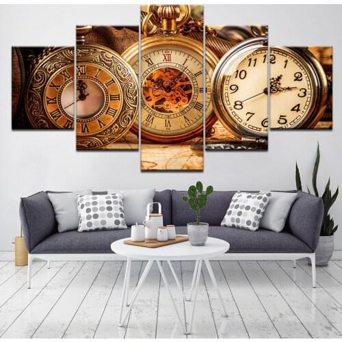 Retro pocket watch 5 Piece HD Wallpapers Art Canvas Print modern Poster Modular art painting for Living Room Home Decor