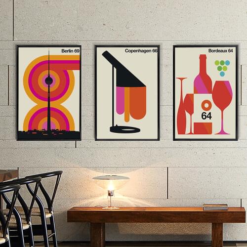 Colorful City Canvas Wall Paintings Art Poster Nordic Bordeaux 64 Wine Print Scandinavian Picture Home Decor