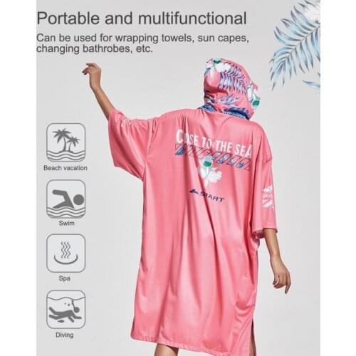 Summer Microfiber Fabric Adult Bath Towels Beach Towel Changing Bathrobe Cloaks Hooded Swimming Pool Gym Fitness Bath Towels