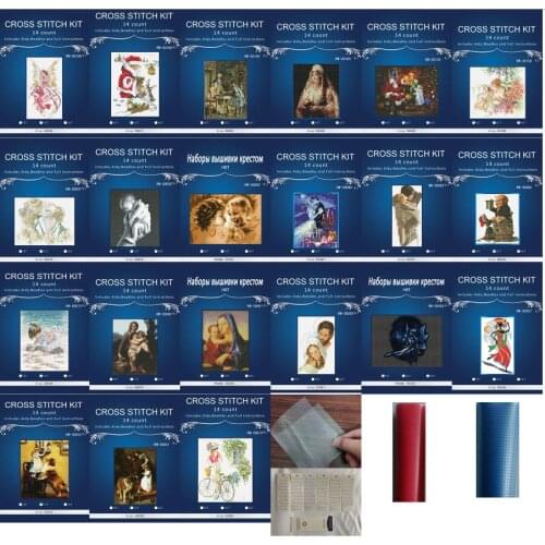 People style 25styles Animal 14CT Unprinted Cross Stitch Kits Craft DMC Counted Needlework Sets for Embroidery Cross-Stitch 4