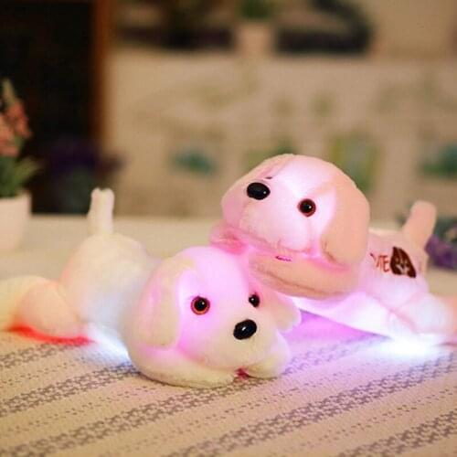 1PC Cute Plush Dog Toy Doll With Colorful LED Light Glowing Dogs With Embroidery Children Toys For Girl Kids Birthday Gift 35CM