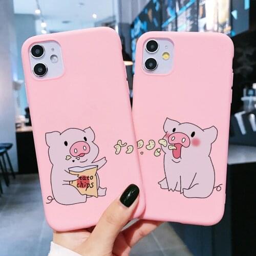 Cute Couples Pig Phone Case For iphone 12 mini 11 Pro Max 6 6s 7 8 plus X XR XS Max SE 2020 Back Cover Funny Cartoon Soft Cases