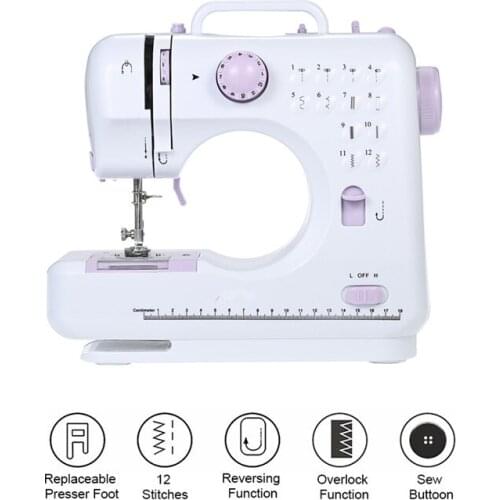 Mini 505A12 Stitches Sewing Machine Household Multifunction Double Thread And Speed Free-Arm Crafting Mending Machine LED