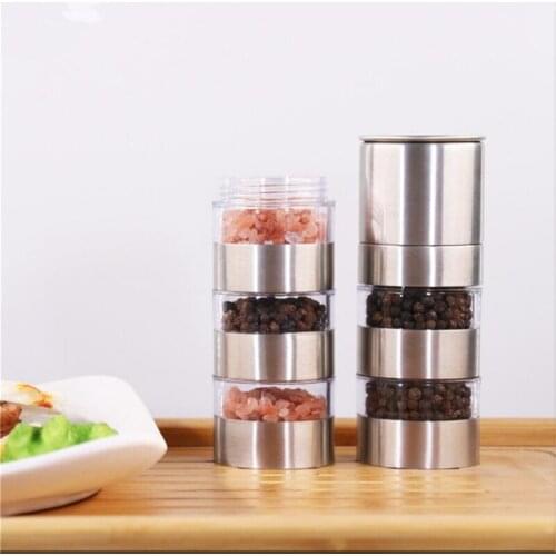 Multi-layers Pepper Mill Shaker Salt And Peper Grinder Stainless Steel Manual Pepper Mill BBQ Tools Kitchen Cooking Gadgets