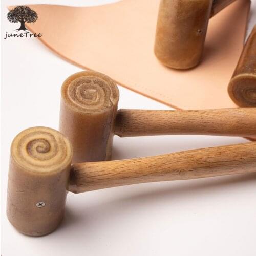 Junetree Raw cowhide Mallet Leather Hammer Stamping Jewelry Leather craft Tool Rawhide head Mallet Leather Carving Hammer DIY