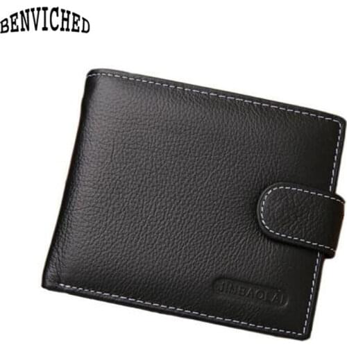 Cheap Genuine Leather Man Wallet With Coin Pocket Black Brown Famous Brand Men Wallets High Quality Leather Fashion Mens Purse