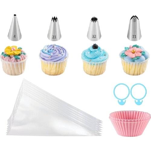 16Pcs Disposable Piping Bag Icing Nozzle Cake Decorating Pastry Tips Tools Silicone Cake Cup Tools Set