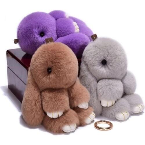 2021 new 18CM Cute Pluff Bunny Keychain faux Rabbit Fur Key Chain For Women Bag Toy Doll Fluffy Pom Pom Lovely Pompom Keyring