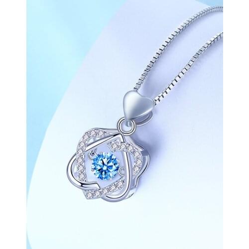 New Fashion Beating Heart-shaped Shiny Zircon Simple Necklace Pendant Female Jewelry Valentines Day Gift