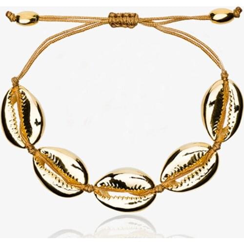 New Arrival NATURAL PUKA SHELL BRACELET GOLD SHELL cowries bracelets boho fashion beach seashell women bracelets jewelry