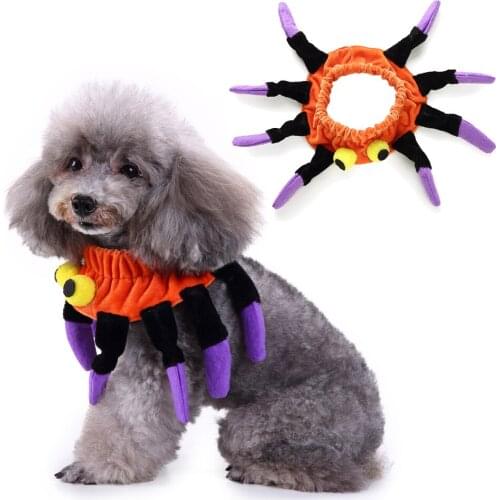 Pet Cat Dog Adjustable Spider Halloween Neck Wear Party Costume Elastic Birthday Party Dress Costume Decorative