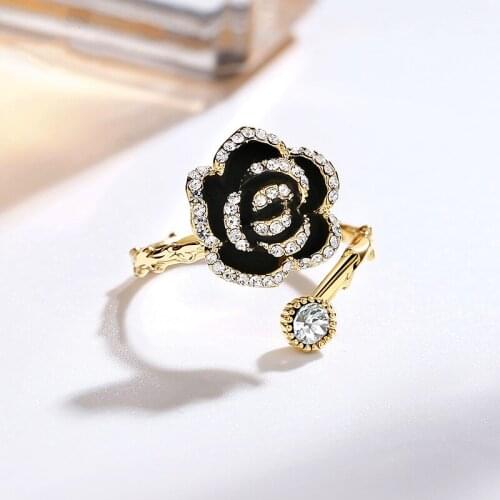 Rose Ring Opening Adjustable Korean Version Internet Star Index Finger Ring Temperament Small Fresh Ring Jewelry Free Shipping