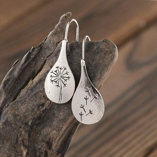 Nature-inspired Dandelions Earrings New Trendy Simple Geometric Silver Color Ear Stud Hook Drops Dangler Gifts For Woman