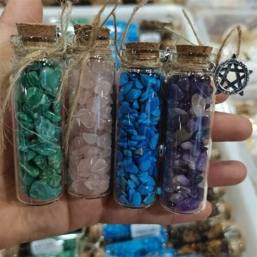 1pcs Glass Wishing Bottles Natural Chip Stones Healing Crystal Decoration Lucky Drifting Bottle Birthday Gifts