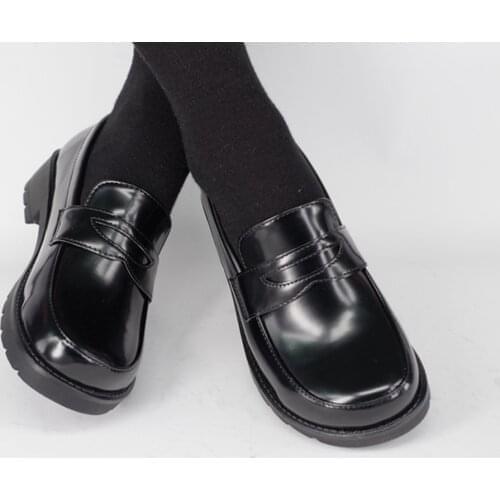 Japanese School Students Uniform Shoes Uwabaki JK Round Toe Women Girls Lolita Cosplay Med Heels G8