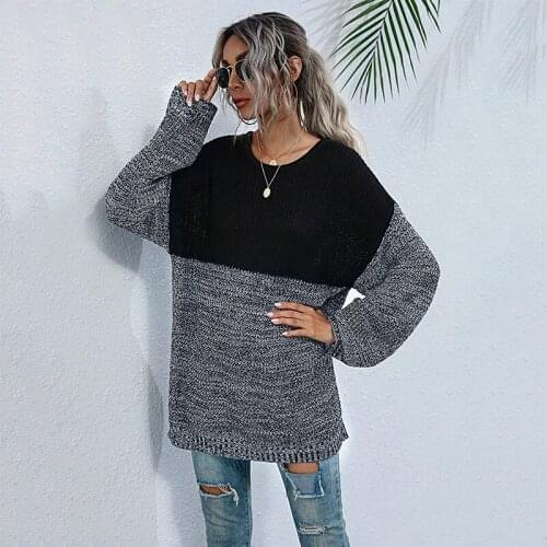 Oversized Large Loose Color Blocked Sweaters Female Spring Lightweigh Knit Jumpers O Neck Pullovers Fall Womens Clothing Tops