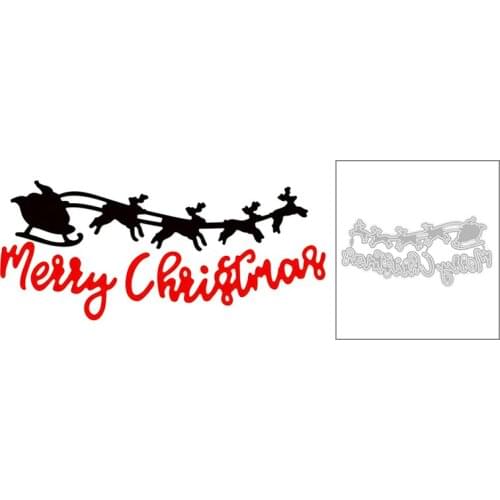 2020 New English Words Merry Christmas and Sled Elk Metal Cutting Dies For DIY Making Greeting Card Paper Scrapbooking No Stamps