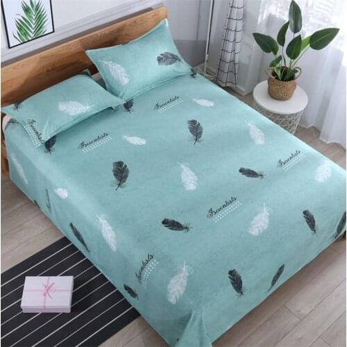Washed Cotton 3pcs Flat Bed Sheets Pillowcase Queen King Size Bedding Sheet for Adult Child Bed Linens Fashion Pattern Bed Cover