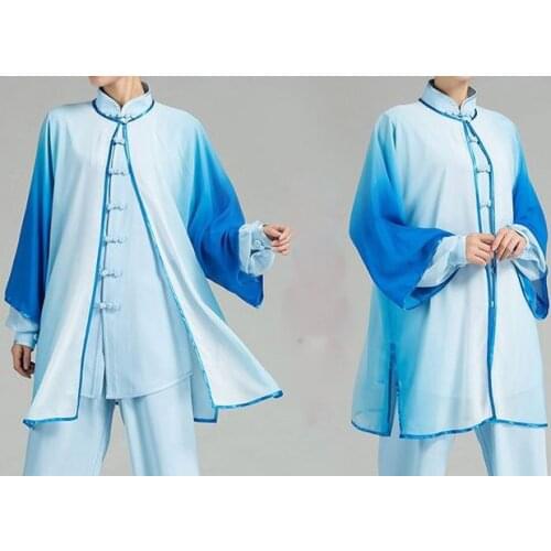 Unisex 4color martial arts performance veil tai chi suits kung fu clothing cape