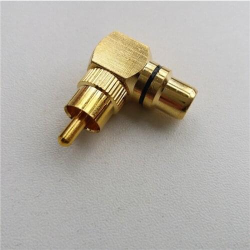 5pcs Copper L-shaped gold-plated RCA male to female adapter gilded lotus male to female converts L-shaped head