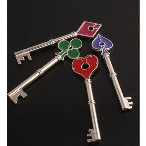 83XC Game Residents Evils Keychain Set RPD Square Plum Heart Key Police Playing Cards